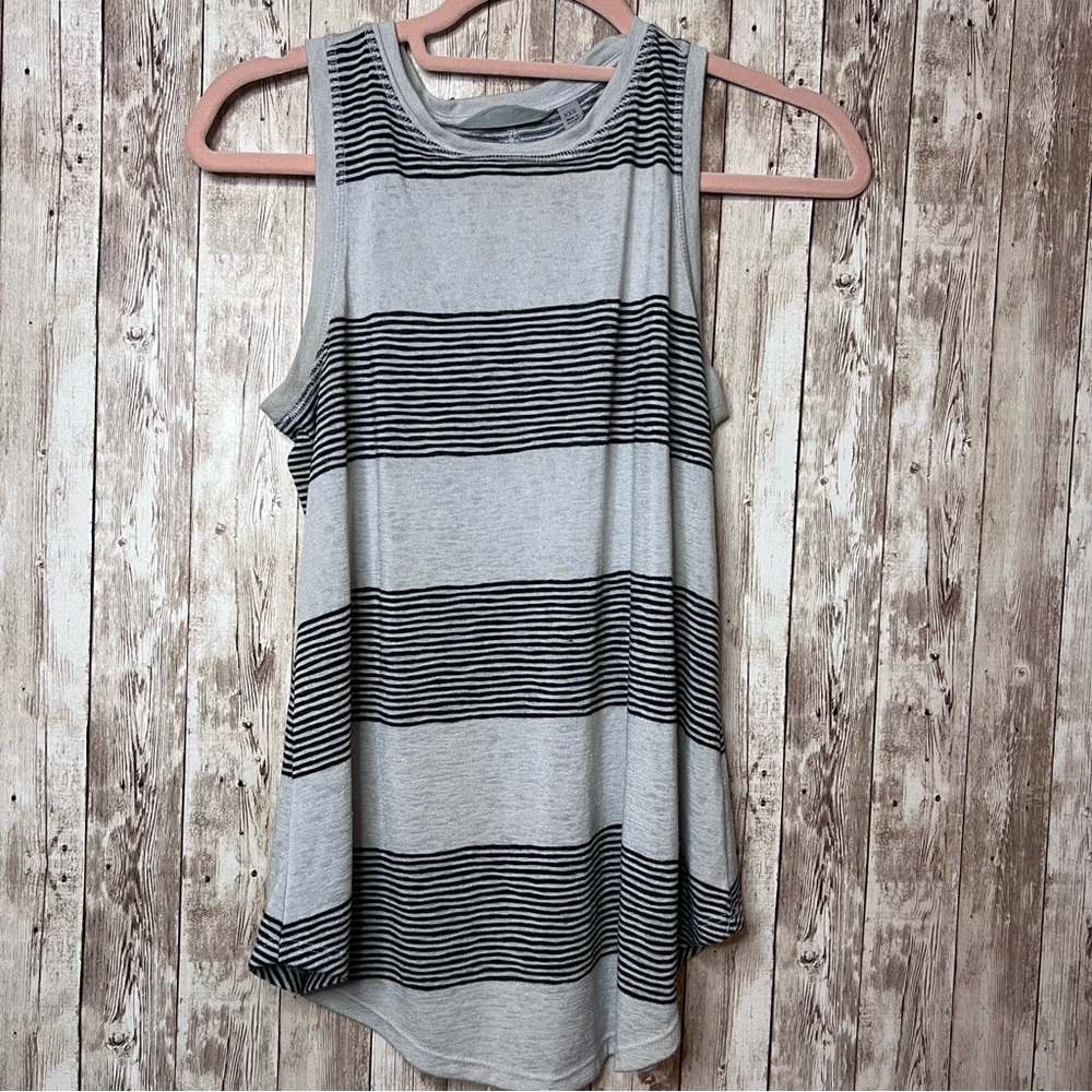 Athleta Striped Sleeveless Top - Black and Gray